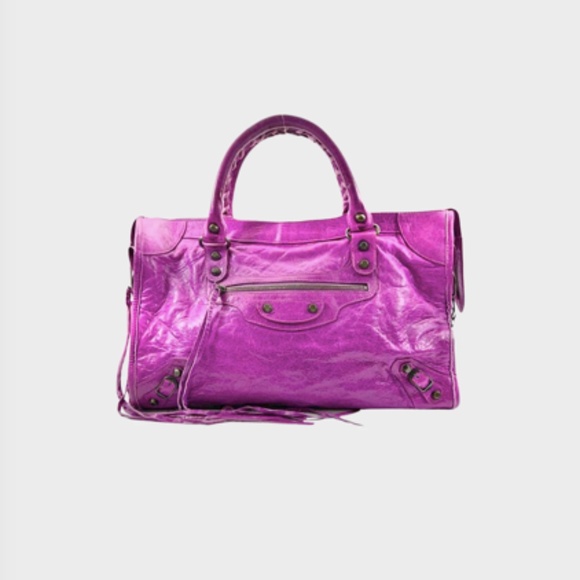 BALENCIAGA 2000S PURPLE LEATHER MOTORCYCLE CITY BAG - Picture 1 of 5